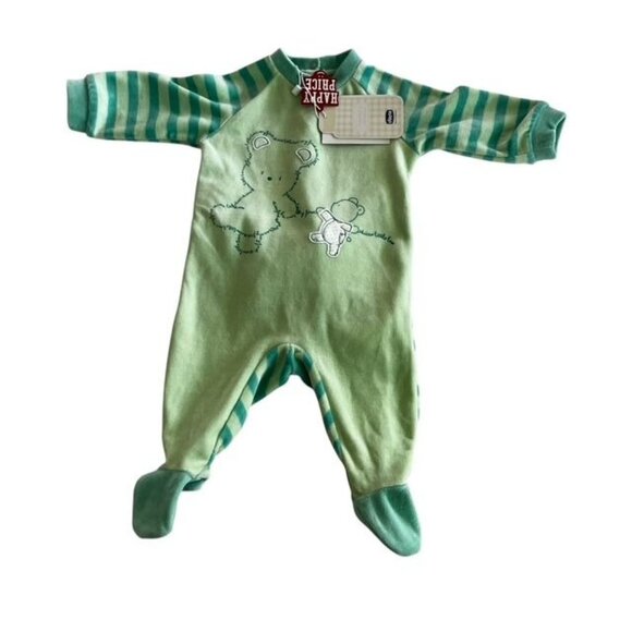 Chicco New Green Striped Bear Sleeper Size 3 Months - Picture 1 of 8